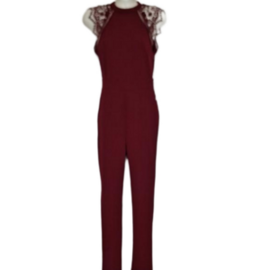 Iris Sleeveless Jumpsuit Cranberry Red Lace